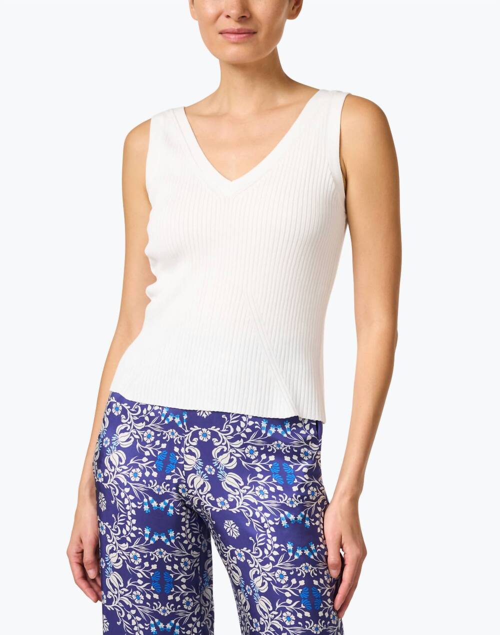 NEW ECRU traveling rib tank top in white